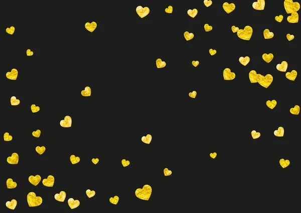 Bruids Achtergrond Met Gouden Glitter Hartjes Valentijnsdag Vectorconfetti Handgetekende Textuur — Stockvector