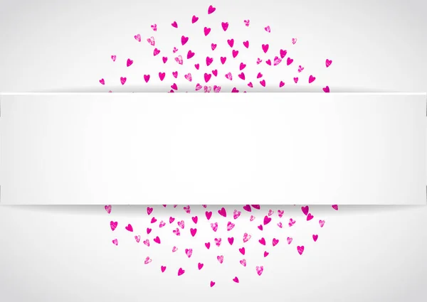 有粉色闪光心的情人节纸制徽章 2月14日情人节纸制徽章的矢量彩礼 白色的带纹理的节日横幅 优惠券 活动的爱情主题 — 图库矢量图片