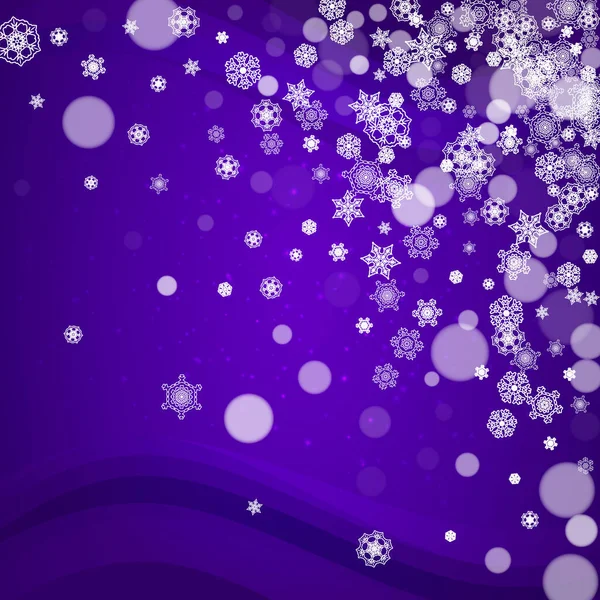 Falling Snow Ultra Violet Snowflakes New Year Snowy Backdrop Winter — Stock Vector