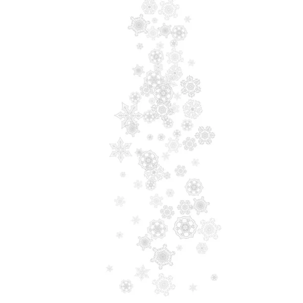 Snowflakes Falling White Background Merry Christmas Happy New Year Theme — Stock Vector