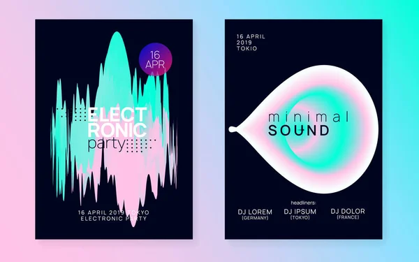 Zomer Muziekset Commercieel Electro Club Cover Ontwerp Vloeibare Holografische Gradiënt — Stockvector