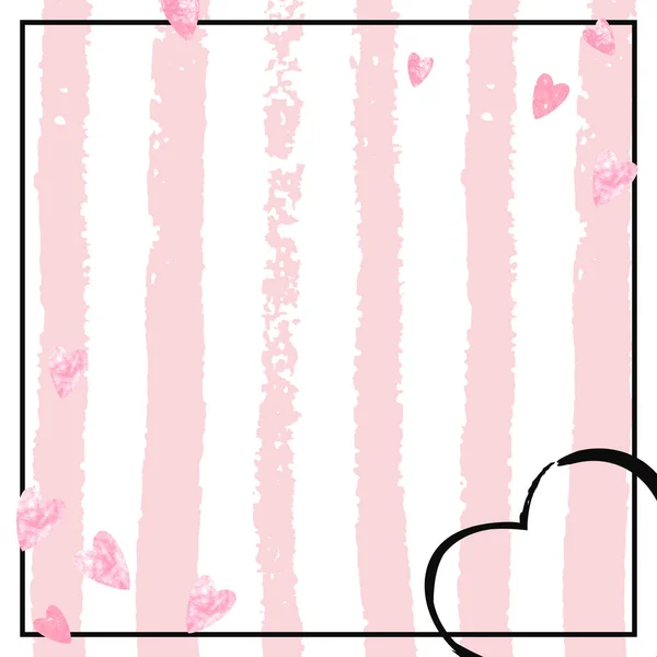 Glitter Confetti Rosa Com Corações Listras Rosa Lantejoulas Caindo Aleatoriamente —  Vetores de Stock