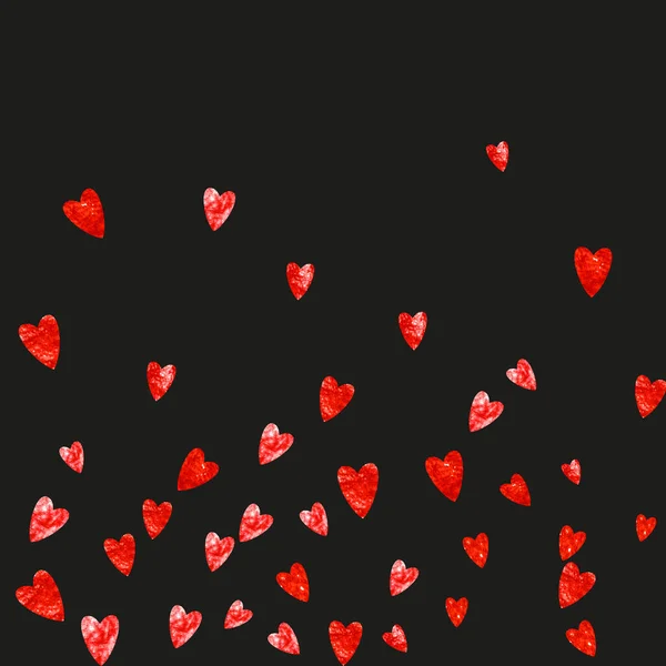 Día San Valentín Frontera Con Los Corazones Purpurina Roja Febrero — Vector de stock