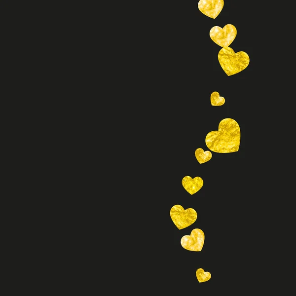 Bruiloft Confetti Met Gouden Glitter Hartjes Valentijnsdag Vector Achtergrond Handgetekende — Stockvector