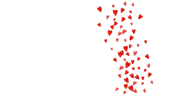 Srdeční Hranice Valentýna Červeným Třpytem Února Vektorové Konfety Pro Šablonu — Stockový vektor