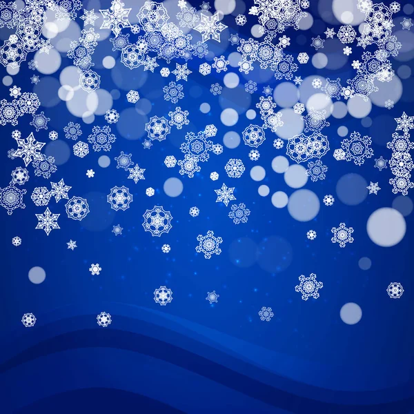 Christmas Snow Blue Background Sparkles Frame Seasonal Winter Banner Gift — Stock Vector