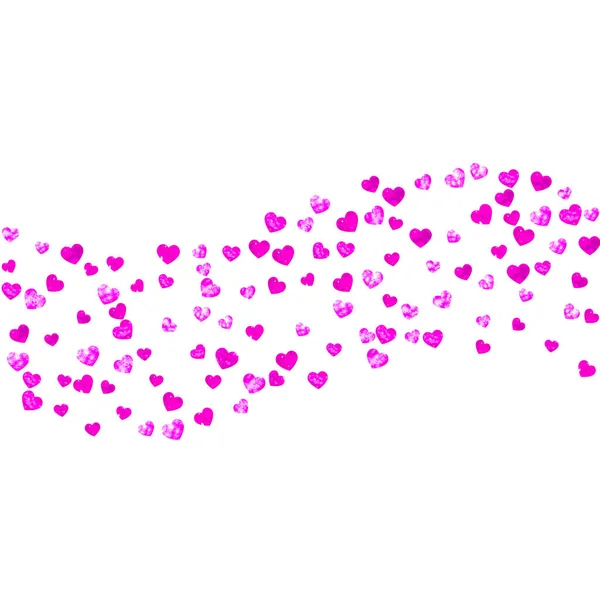 情人节卡片上有粉色闪光的心 2月14日情人节卡片模板的向量Confetti 手绘手绘纹理 横幅的爱情主题 — 图库矢量图片