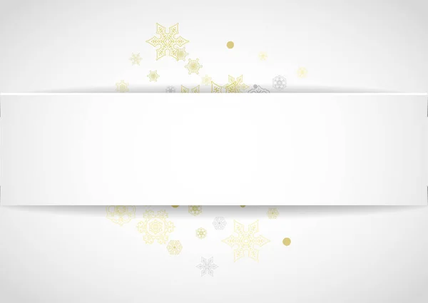 Gouden Sneeuwvlokken Frame Witte Achtergrond Nieuwjaarsthema Horizontaal Papier Kerst Frame — Stockvector