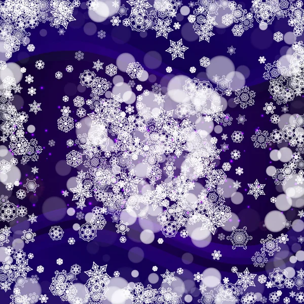 Wintergrens Met Ultraviolette Sneeuwvlokken Nieuwjaar Ijzige Achtergrond Sneeuwlijst Voor Cadeaubonnen — Stockvector