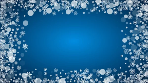 Flocos Neve Caindo Sobre Fundo Azul Natal Ano Novo Tema —  Vetores de Stock