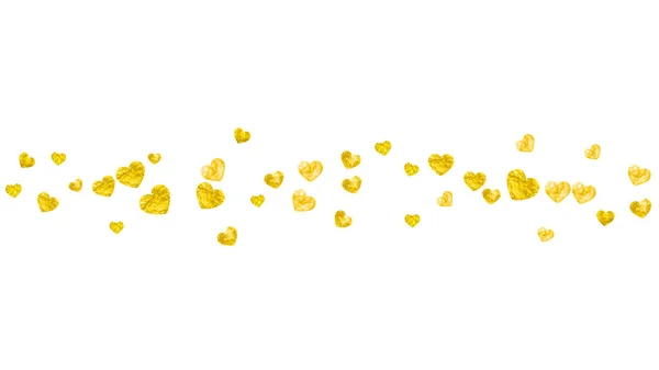 Valentines Day Card Gold Glitter Hearts February 14Th Vector Confetti — Stock Vector