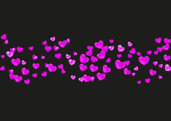 Tarjeta San Valentín Con Corazones Purpurina Rosa Febrero Vector Confetti — Vector de stock