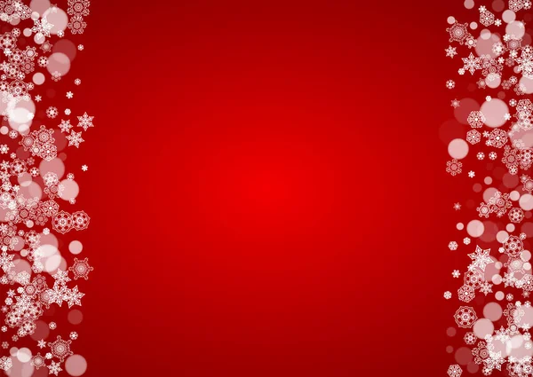 Christmas Snowflakes Red Background Santa Claus Colors Horizontal Frame Winter — Stock Vector