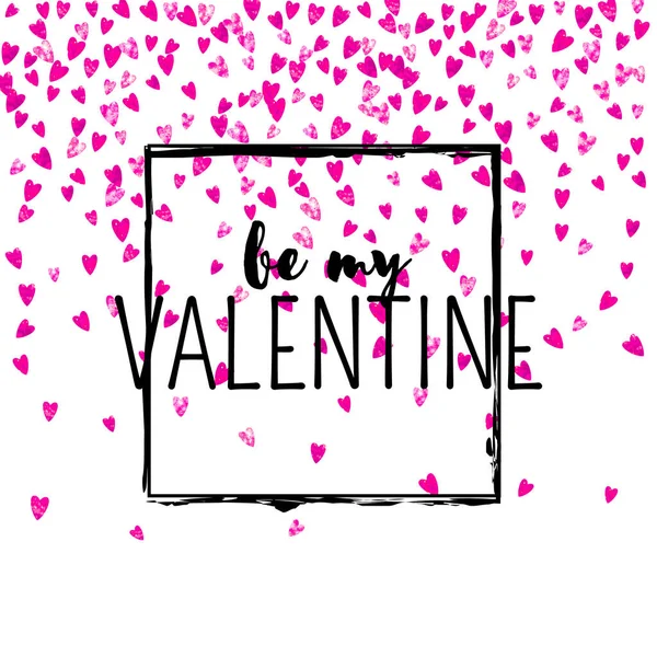Carte Saint Valentin Avec Cœur Rose Pailleté Février Confiseries Vectorielles — Image vectorielle