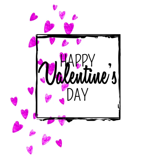 발렌틴 Vector Confetti Valentines Day Card Template 그림그리기 행사를 — 스톡 벡터