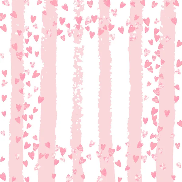 Confeti Purpurina Rosa Con Corazones Rayas Rosas Lentejuelas Caída Aleatoria — Vector de stock