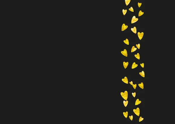 Fundo Dos Namorados Com Corações Brilho Ouro Fevereiro Vector Confetti —  Vetores de Stock