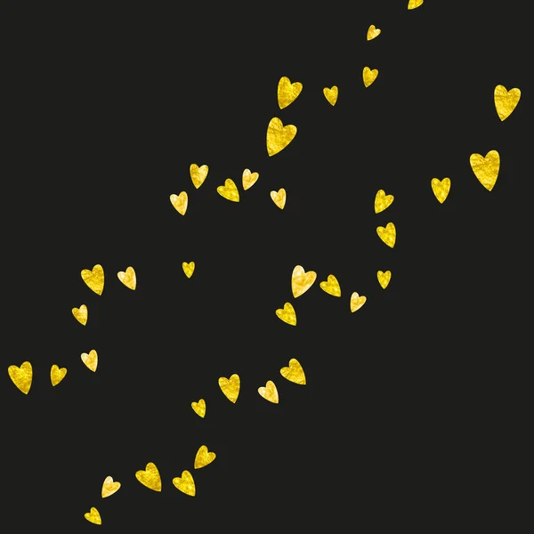 ゴールドの輝きとバレンタインデーの心が輝きます 2月14日 バレンタインデーハートテンプレート用ベクトルコンフェッティ 手描きの質感をグランジ パーティー招待 小売オファー 広告のための愛のテーマ — ストックベクタ
