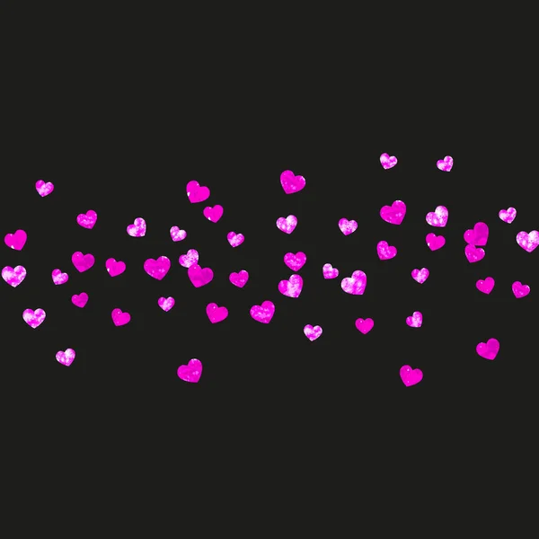 Фон Границе Сердца Розовыми Блестками День Святого Валентина Векторные Конфетти — стоковый вектор
