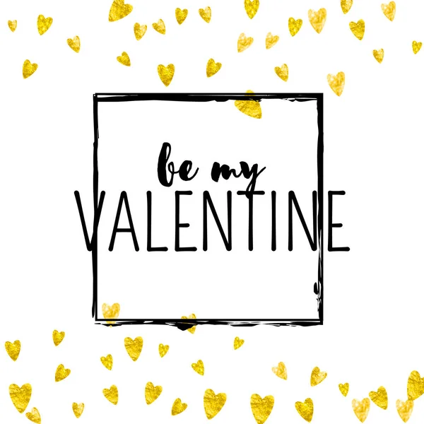 발렌틴 금빛빛나는 마음을 Vector Confetti Valentines Day Card Template 그림그리기 — 스톡 벡터