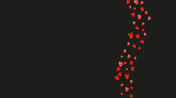 情人节的心脏边界闪烁着红色的光芒 2月14日心脏边界模板的向量Confetti 手绘手绘纹理 爱的主题为传单 特别的商业机会 — 图库矢量图片