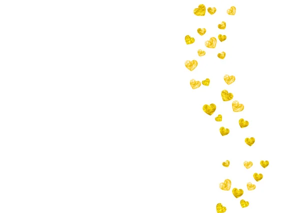 Valentine Bakgrund Med Guld Glitter Hjärtan Den Februari Vektor Konfetti — Stock vektor