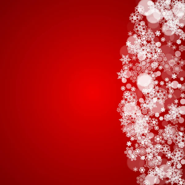 Frontera Navideña Con Copos Nieve Blancos Sobre Fondo Rojo Colores — Vector de stock