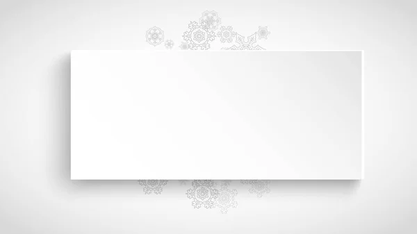 Cadre Nouvel Avec Flocons Neige Argentés Sur Fond Papier Blanc — Image vectorielle
