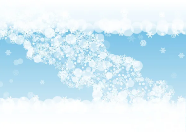 Neujahr Hintergrund Mit Weißen Frostigen Schneeflocken Horizontale Schneefallkulisse Winter Neujahr — Stockvektor