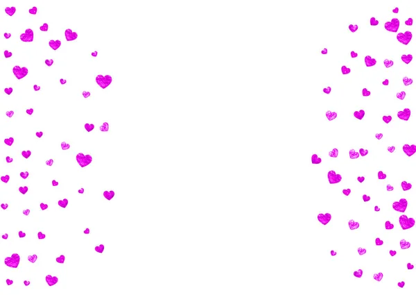 ピンクの輝きを持つハートフレームの背景 バレンタインデー ベクトル コンフェッティ 手描きの質感 バウチャー 特別なビジネスバナーのための愛のテーマ ハートフレーム付きの結婚式とブライダルテンプレート — ストックベクタ