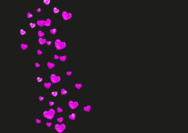 Borde San Valentín Con Destellos Brillo Rosa Febrero Vector Confetti — Vector de stock