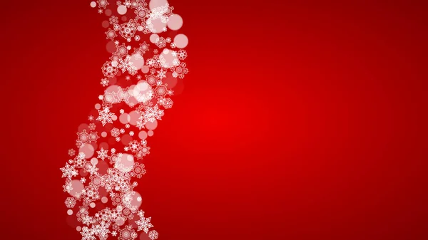 Kerstrand Met Witte Sneeuwvlokken Rode Achtergrond Kerstman Kleuren Horizontale Merry — Stockvector