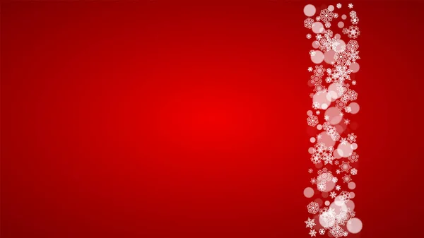Рождественские Снежинки Красном Фоне Цвета Санта Клауса Горизонтальные Рождественские Снежинки — стоковый вектор