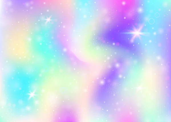 Sprookje Achtergrond Met Regenboog Gaas Trendy Universum Banner Prinsessenkleuren Fantasie — Stockvector