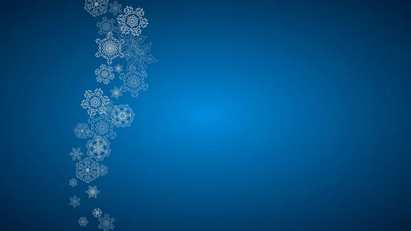 Nový Rok Pozadí Stříbrnými Mrazivými Sněhovými Vločkami Vodorovné Pozadí Stylové — Stockový vektor