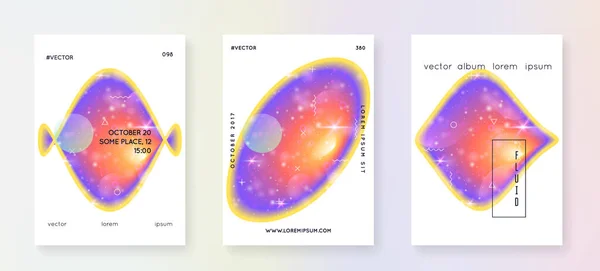 Folleto Galaxia Plantilla Ciencia Cósmica Con Planetas Sol Luz Fluida — Vector de stock