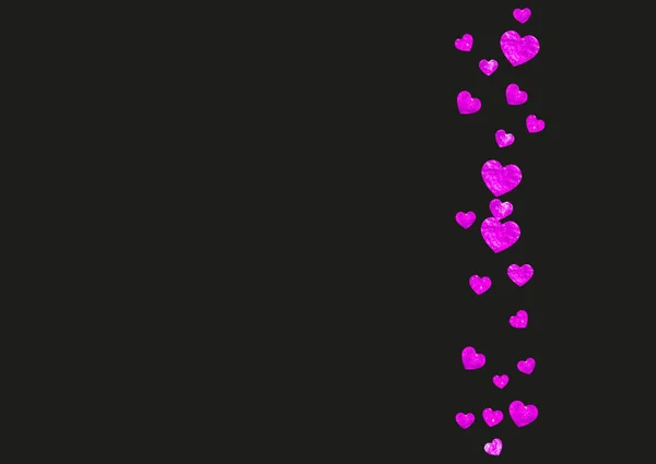ピンクの輝きとハートのコンフェッティの背景 バレンタインデー ベクトルフレーム 手描きの質感 チラシ 特別なビジネスオファー プロモーションのための愛のテーマ ハートコンフェッティと結婚式とブライダルテンプレート — ストックベクタ