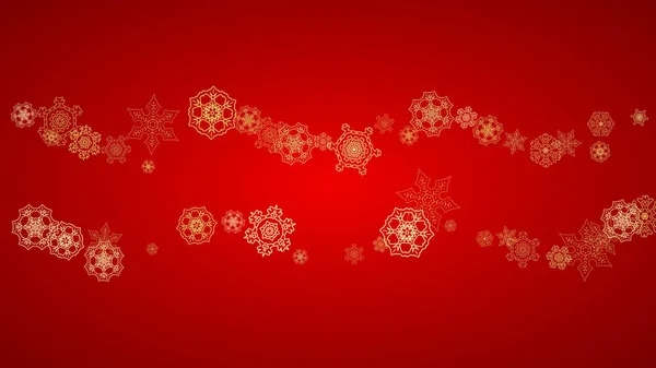 Flocos Neve Natal Fundo Vermelho Quadro Brilho Horizontal Para Banner — Vetor de Stock