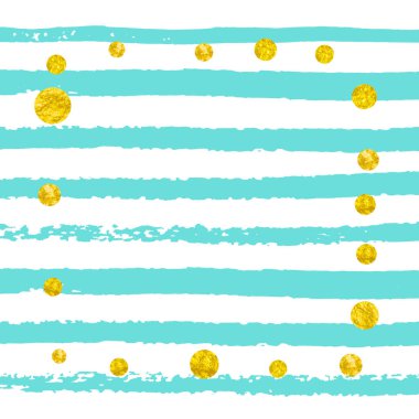 Turkuaz şeritli altın parıltılı konfeti. Parlak parıltılı pullarla rastgele düşen pullar. Parti daveti için altın parıltılı konfeti şablonu, gelin duşu ve davetiye kaydet.