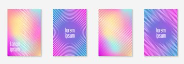Minimum moda kaplama şablonu ayarlandı. Yarım tonlu fütürist düzen. Kitap, katalog ve yıllık için geometrik kapak şablonu. Minimalist renkli gradyanlar. Soyut iş illüstrasyonu.