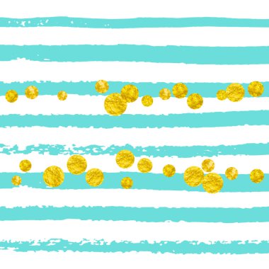 Turkuaz şeritli altın parıltılı konfeti. Işıl ışıl parlayan, rastgele düşen pullar. Tebrik kartı, düğün öncesi parti ve davetiye için altın parıltılı konfeti şablonu.