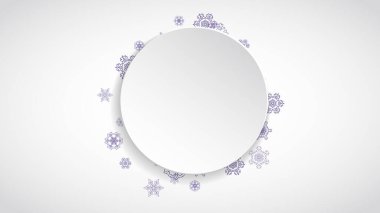 Ultra mor kar taneleriyle Xmas satışları. El ilanı, hediye kartı, davetiye, iş teklifi ve ilan için kış sınırı. Noel beyaz arka planı. Xmas satışları için kağıt afiş. Yeni yıl karlı arkaplanı