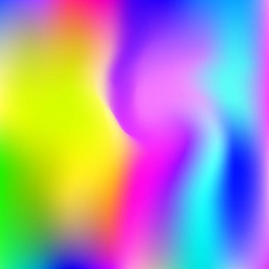 Holografik soyut arkaplan. Gradyan örgülü modaya uygun holografik zemin. 90 'lar, 80' ler modası. Pankart, broşür, kapak tasarımı, mobil arayüz, web uygulaması için yanardöner grafik şablonu.