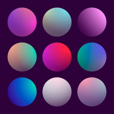 Yuvarlak soyut arka planlara sahip modern 3D gradyan kümesi. Takvim, broşür, davetiye ve kartlar için renkli sıvılar. Modaya uygun yumuşak renk. Ekranlar ve mobil uygulama için yuvarlak eğimli şablon