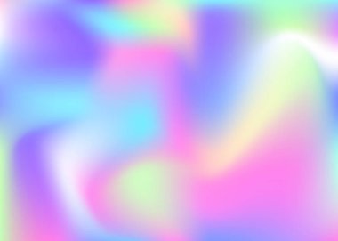 Soyut arkaplan hologramı. Spektrum gradyan arkaplanı hologramla birlikte. 90 'lar, 80' ler modası. Pankart, el ilanı, kapak tasarımı, mobil arayüz, web uygulaması için Pearlescent grafik şablonu.