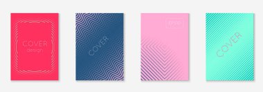 Minimum moda kaplama şablonu ayarlandı. Yarım tonlu fütürist düzen. Kitap, katalog ve yıllık için geometrik kapak şablonu. Minimalist renkli gradyanlar. Soyut iş illüstrasyonu.