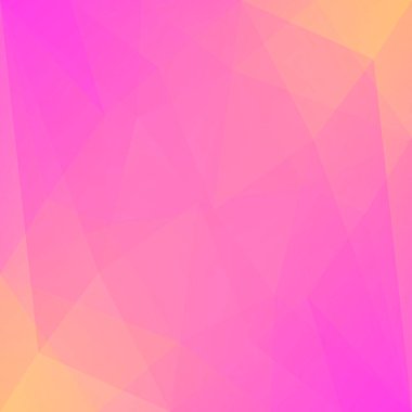 Soyut kare üçgen arkaplan. Mobil uygulama ve web için sıcak pembe ve sarı çokgen zemin. Moda geometrik soyut afiş. Teknoloji konsept broşürü. Mozaik tarzı.