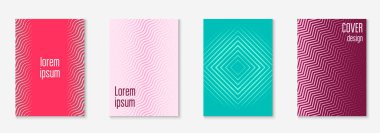 Güzel kapak şablonu. Yarım ton eğimli asgari trend vektörü. Broşür, poster, broşür ve davetiye için Geometrik serin kapak şablonu. Minimalist renkli şekiller. Soyut resimleme.