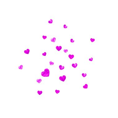 Pembe kalpli sevgililer günü kartı. 14 Şubat. Sevgililer Günü kartı şablonu için vektör konfetisi. Grunge el çizimi dokusu. Parti daveti, perakende satış teklifi ve reklam için aşk teması.