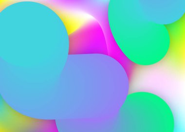 Sıvı elementler. Modern modayla birlikte holografik 3d arkaplan. Canlı gradyan örgüsü. Daire duvar kağıdı, sunum tasarımı. Dinamik şekilleri ve sıvısı olan sıvı elementler.